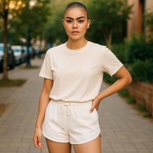 Catalina Ladies Shorts White Size XL (16-18) Drawstring Zipper Front Casual